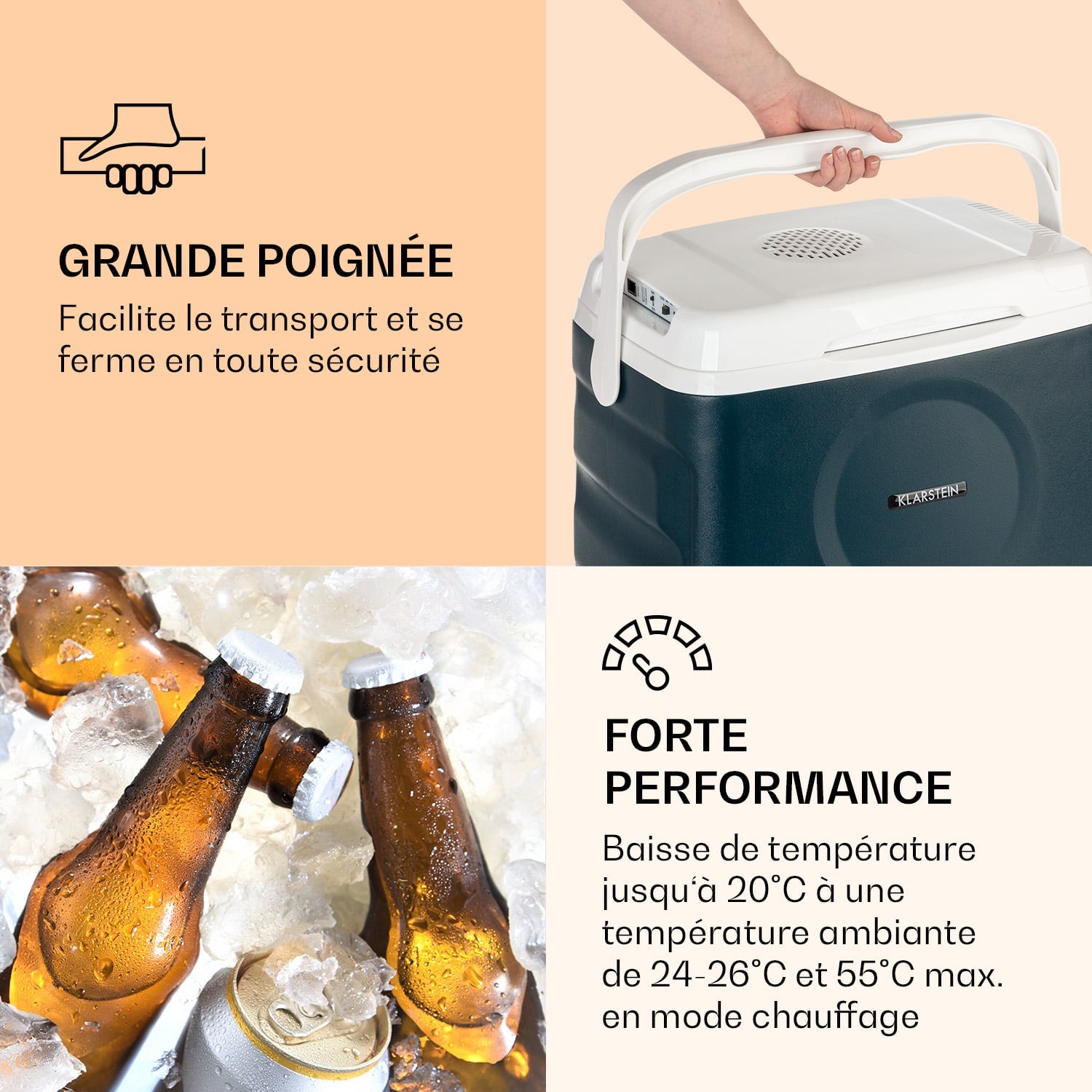 BeerBelly 21 Glacière électrique Fonction de refroidissement et de réchauffement Port USB Mode ECO