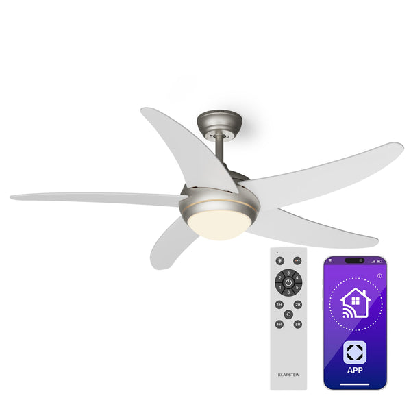 Bolero ventilateur de plafond 2 en 1 132 cm luminaire 55 W télécommande contrôle par application 2 sens de marche
