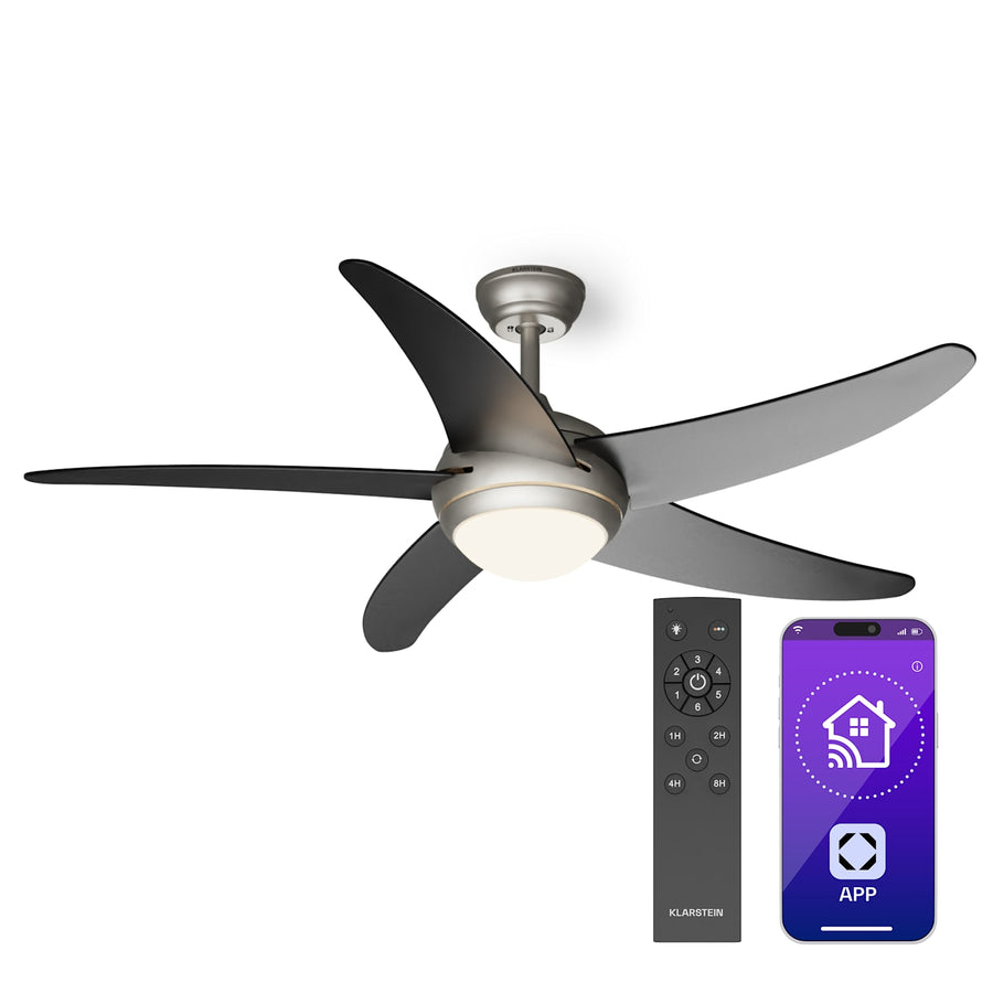 Bolero ventilateur de plafond 2 en 1 132 cm luminaire 55 W télécommande contrôle par application 2 sens de marche