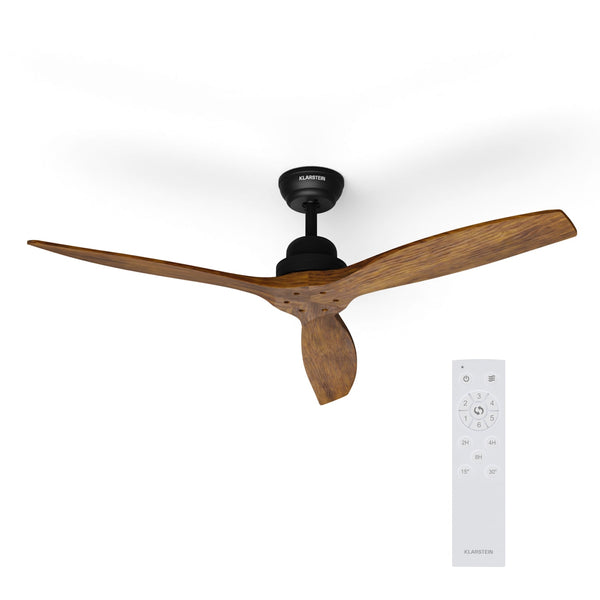 Santa Elena Ventilateur de plafond 52" 9.060m³/h Pales en bois véritable 6 vitesses Télécommande