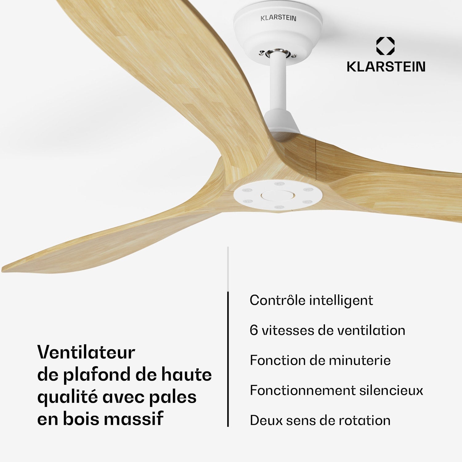 Bahama Breeze Smart Ventilateur de plafond | Pales de rotor en bois massif | Télécommande + contrôle par application