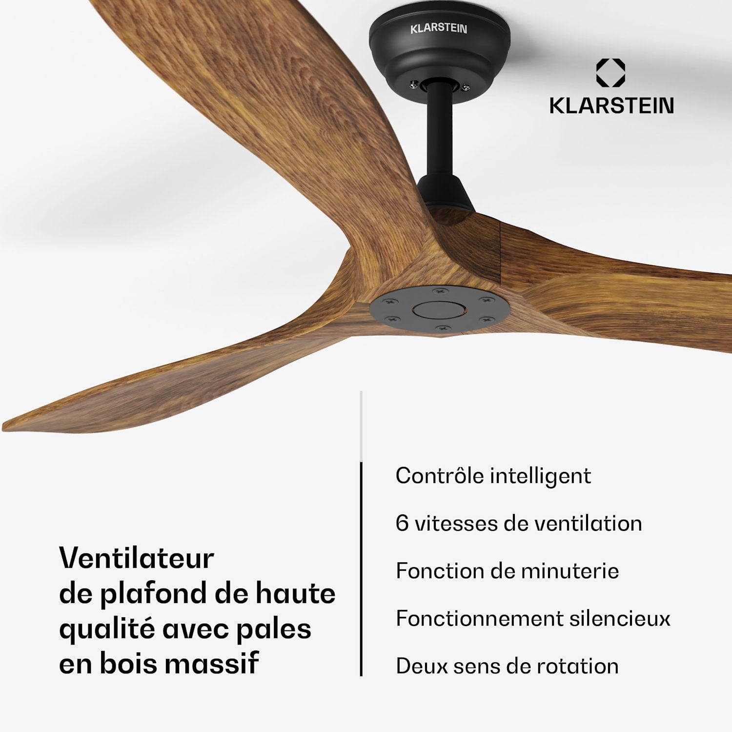 Bahama Breeze Smart Ventilateur de plafond | Pales de rotor en bois massif | Télécommande + contrôle par application