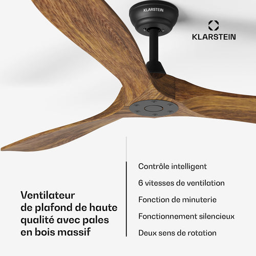 Bahama Breeze Smart Ventilateur de plafond | Pales de rotor en bois massif | Télécommande + contrôle par application