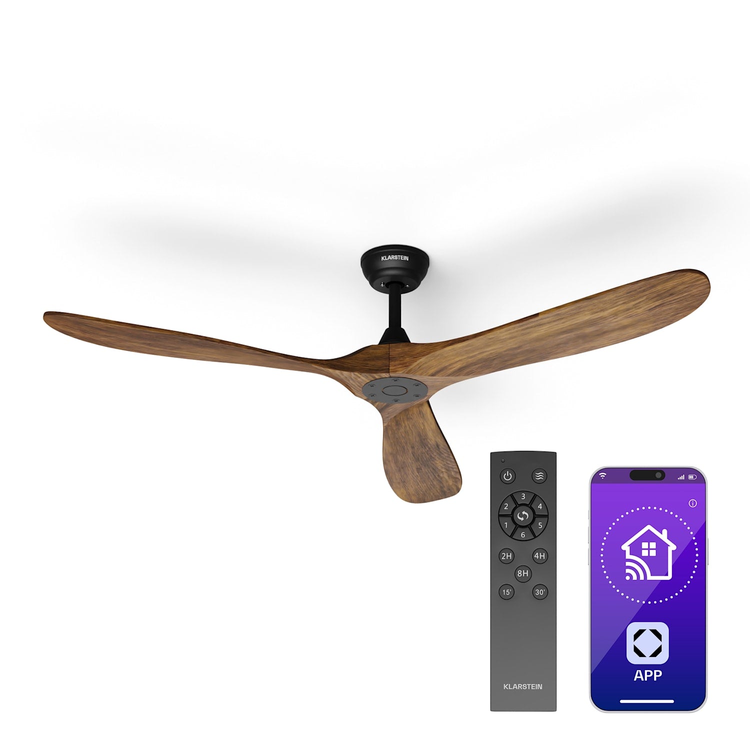 Bahama Breeze Smart Ventilateur de plafond | Pales de rotor en bois massif | Télécommande + contrôle par application