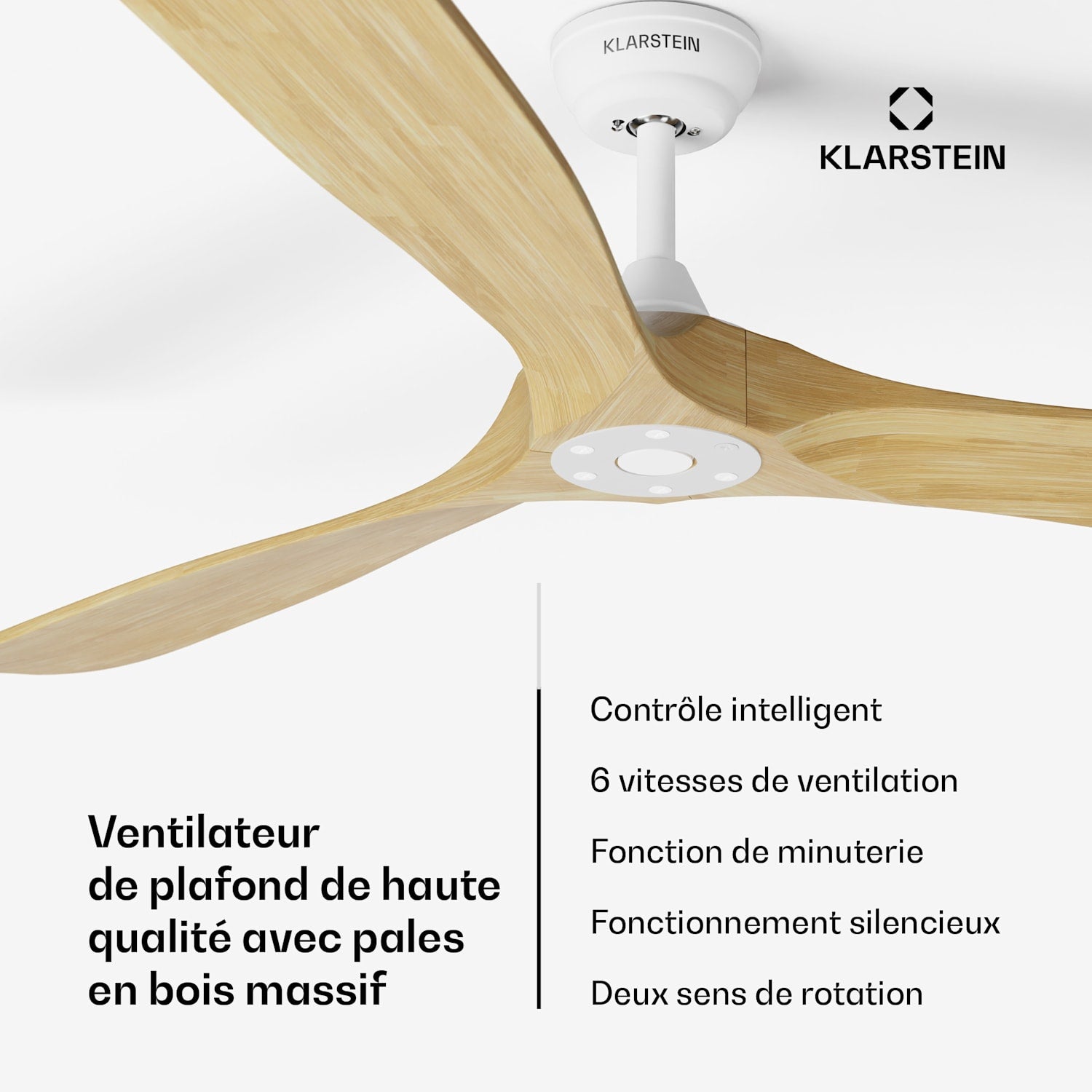 Bahama Breeze Smart Ventilateur de plafond | Pales de rotor en bois massif | Télécommande + contrôle par application