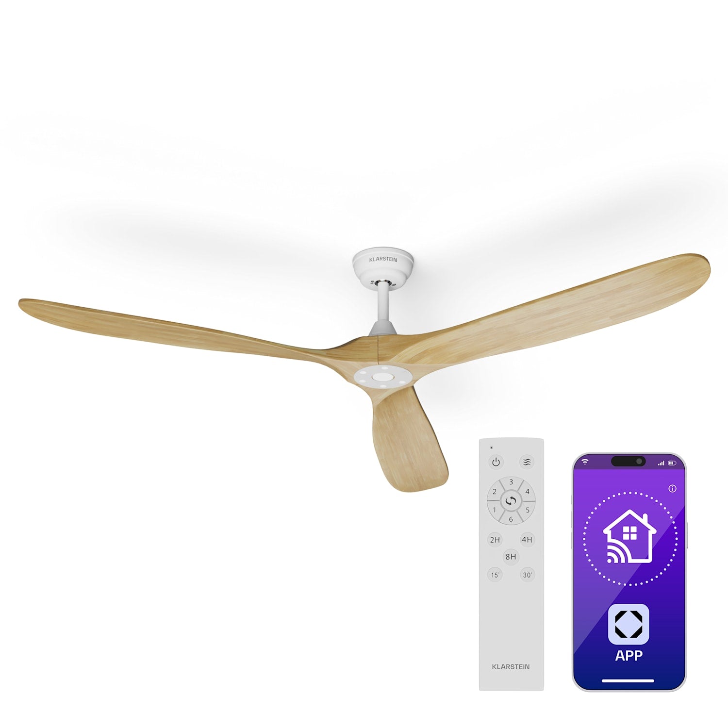 Bahama Breeze Smart Ventilateur de plafond | Pales de rotor en bois massif | Télécommande + contrôle par application