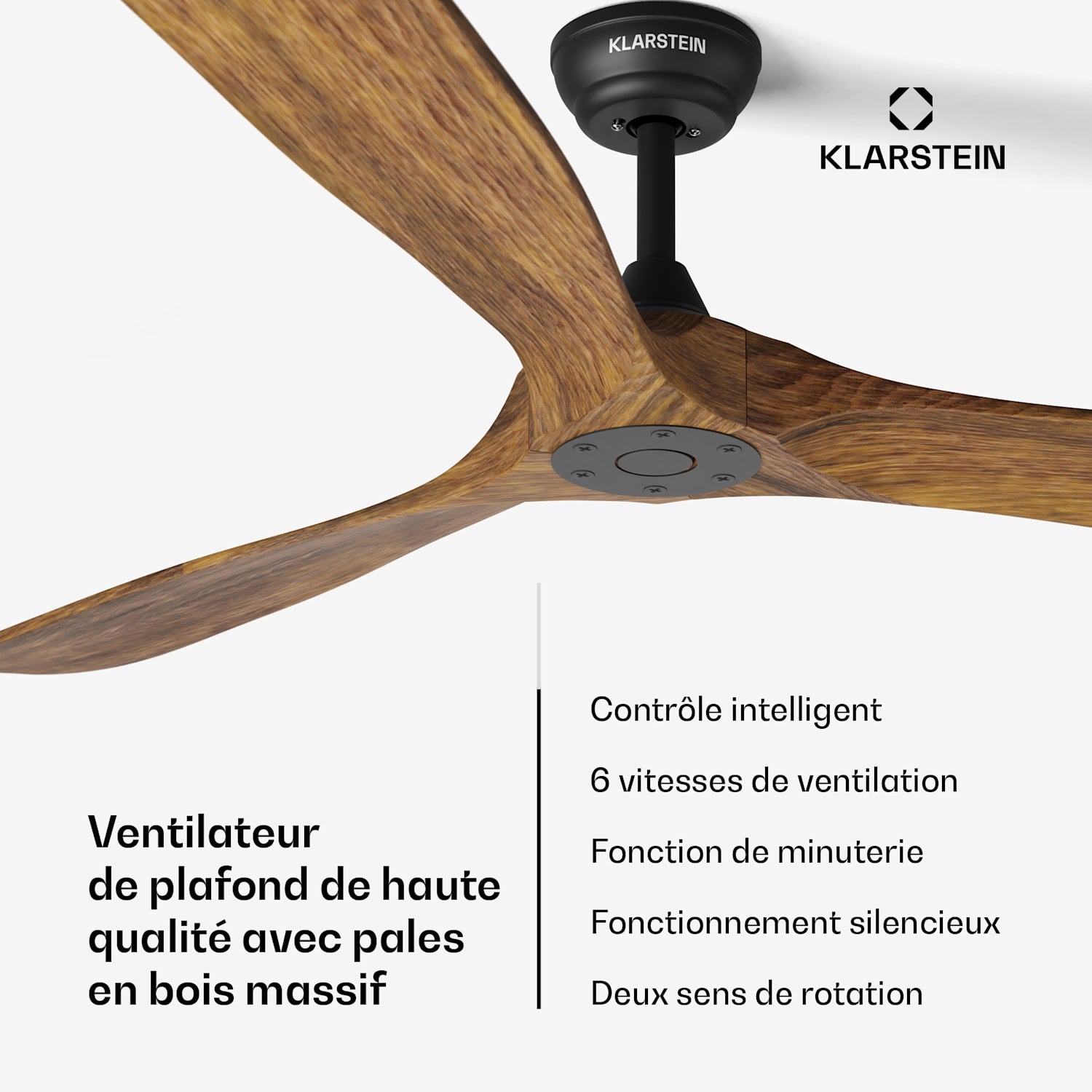 Bahama Breeze Smart Ventilateur de plafond | Pales de rotor en bois massif | Télécommande + contrôle par application