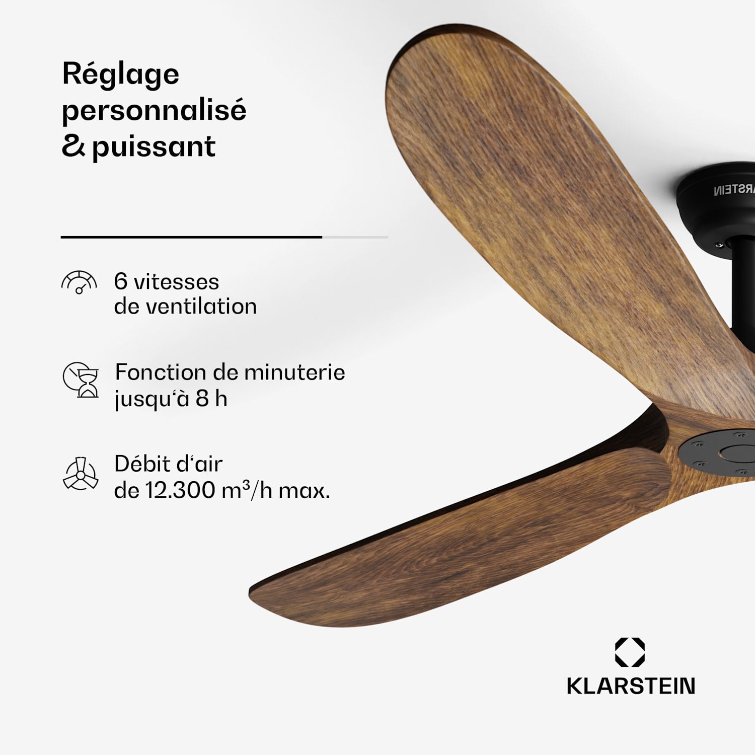 Bahama Breeze Smart Ventilateur de plafond | Pales de rotor en bois massif | Télécommande + contrôle par application