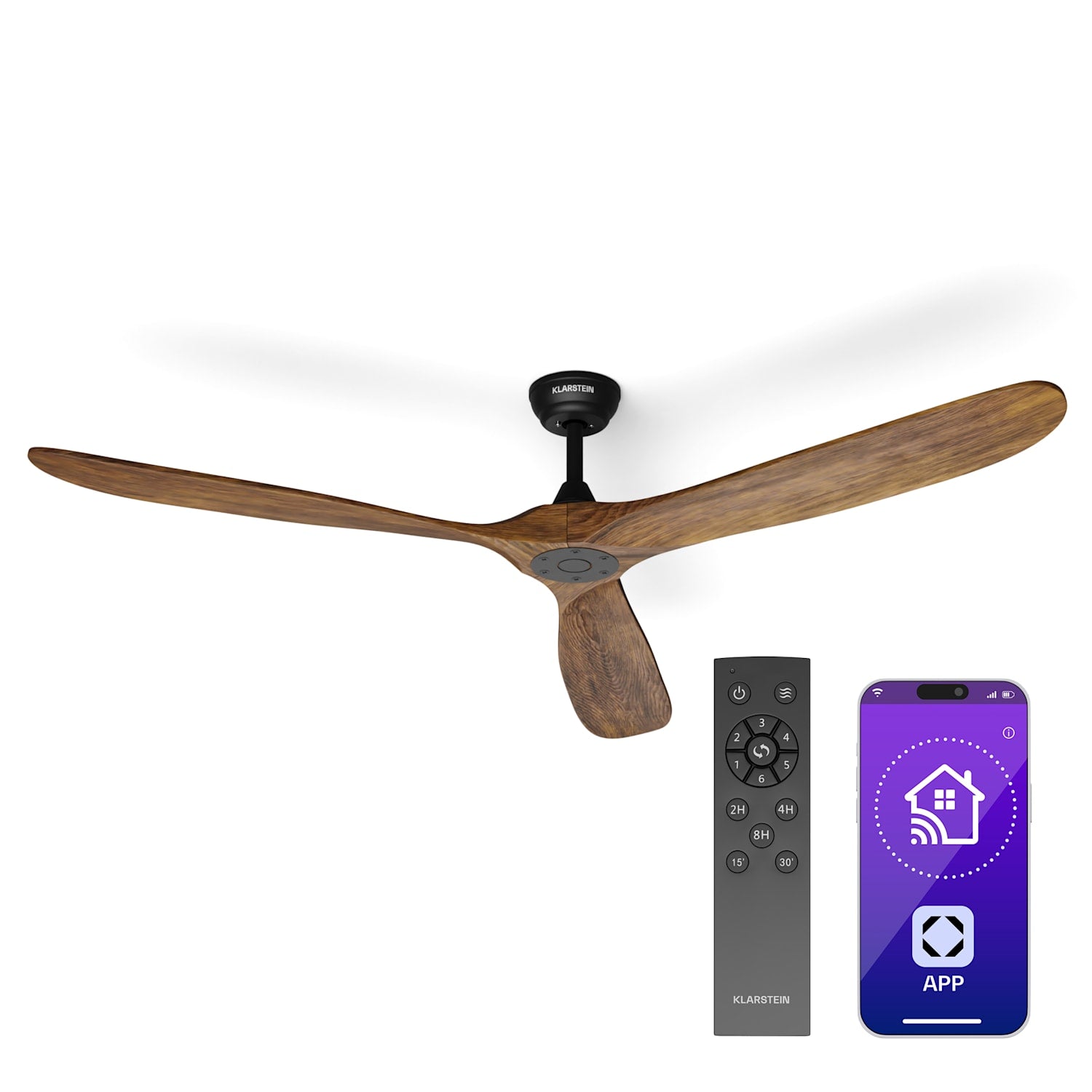 Bahama Breeze Smart Ventilateur de plafond | Pales de rotor en bois massif | Télécommande + contrôle par application