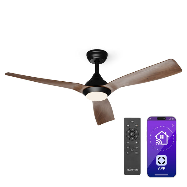 Fiji Flow ventilateur de plafond 2 en 1, 132 cm lampe LED télécommande contrôle par application 2 sens de marche dimmable