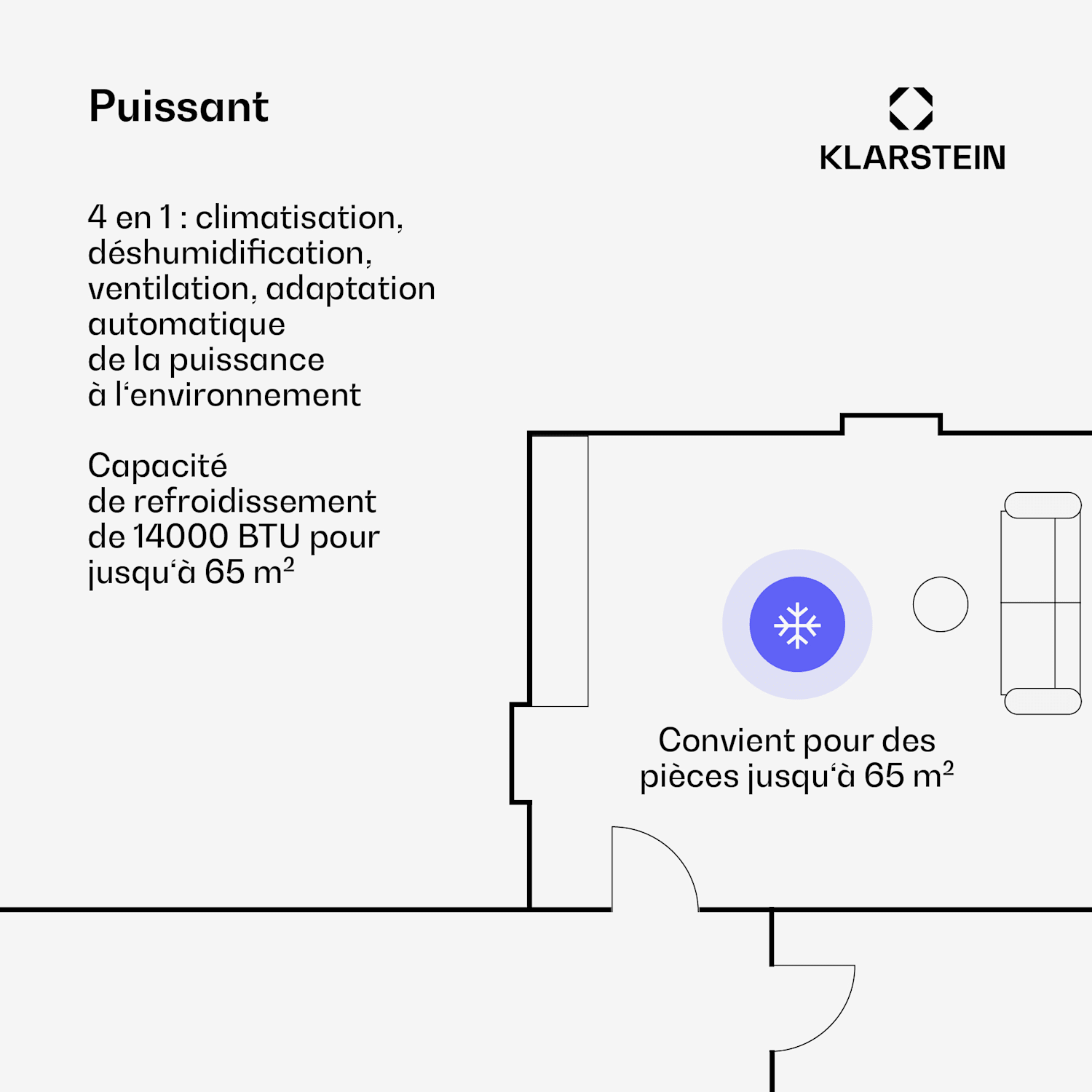 AireLux climatiseur portable | 14000 BTU | Contrôle connecté | Moderne