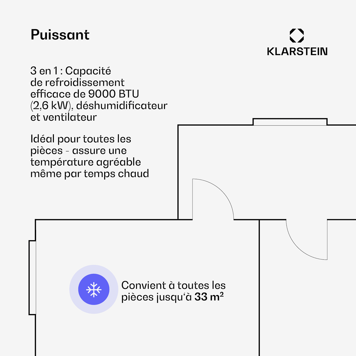 AireLux climatiseur mobile | 9000 BTU | 31 cm | 33 m² | Classe énergétique A