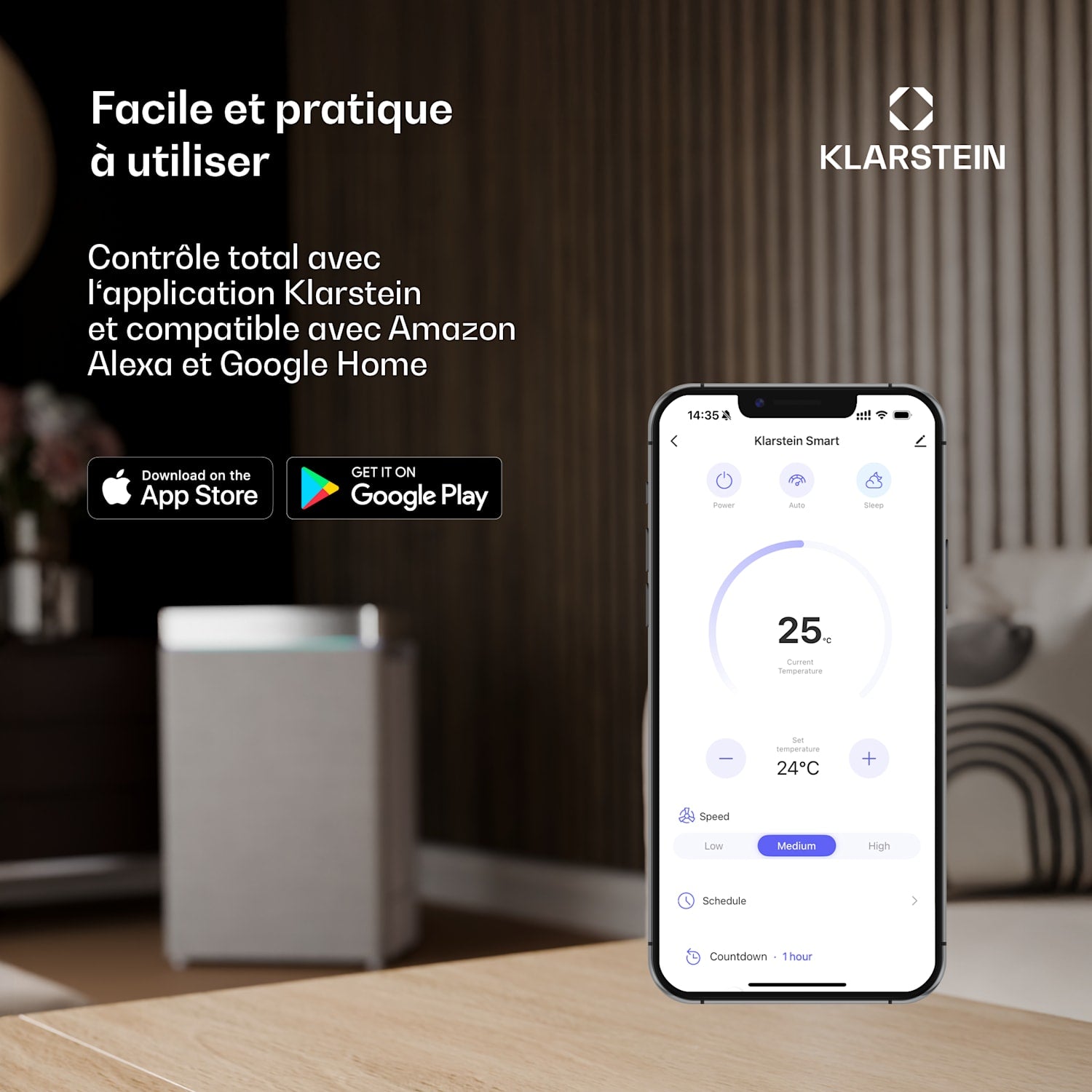 AireLux climatiseur mobile | 9000 BTU | 31 cm | 33 m² | Classe énergétique A