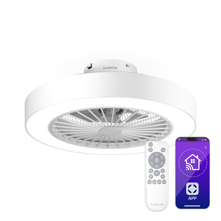 ZenBreeze Ventilateur de plafond connecté avec éclairage | 48 cm | 16 W | Silencieux | LED | Acrylique