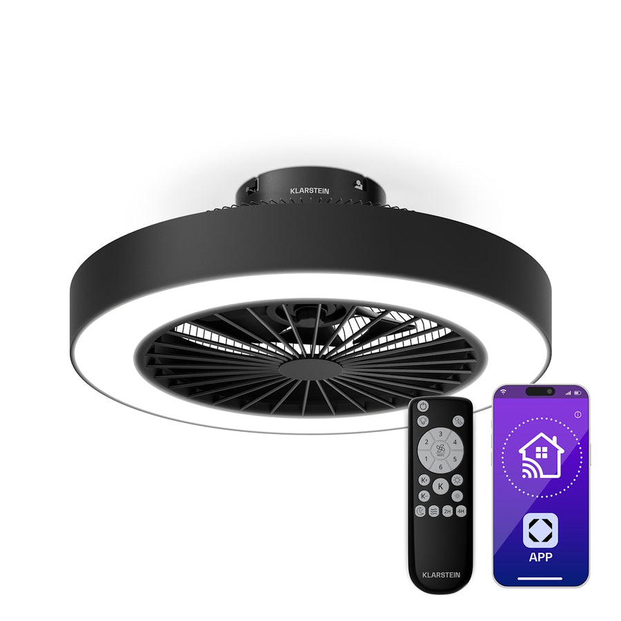 ZenBreeze Ventilateur de plafond connecté avec éclairage | 48 cm | 16 W | Silencieux | LED | Acrylique