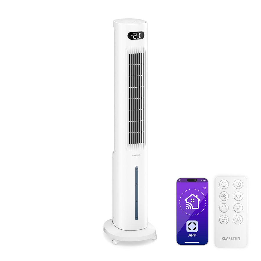 Klarstein Polar Rafraîchisseur d'air à eau connecté | Design pratique, puissance élevée et commande intelligente